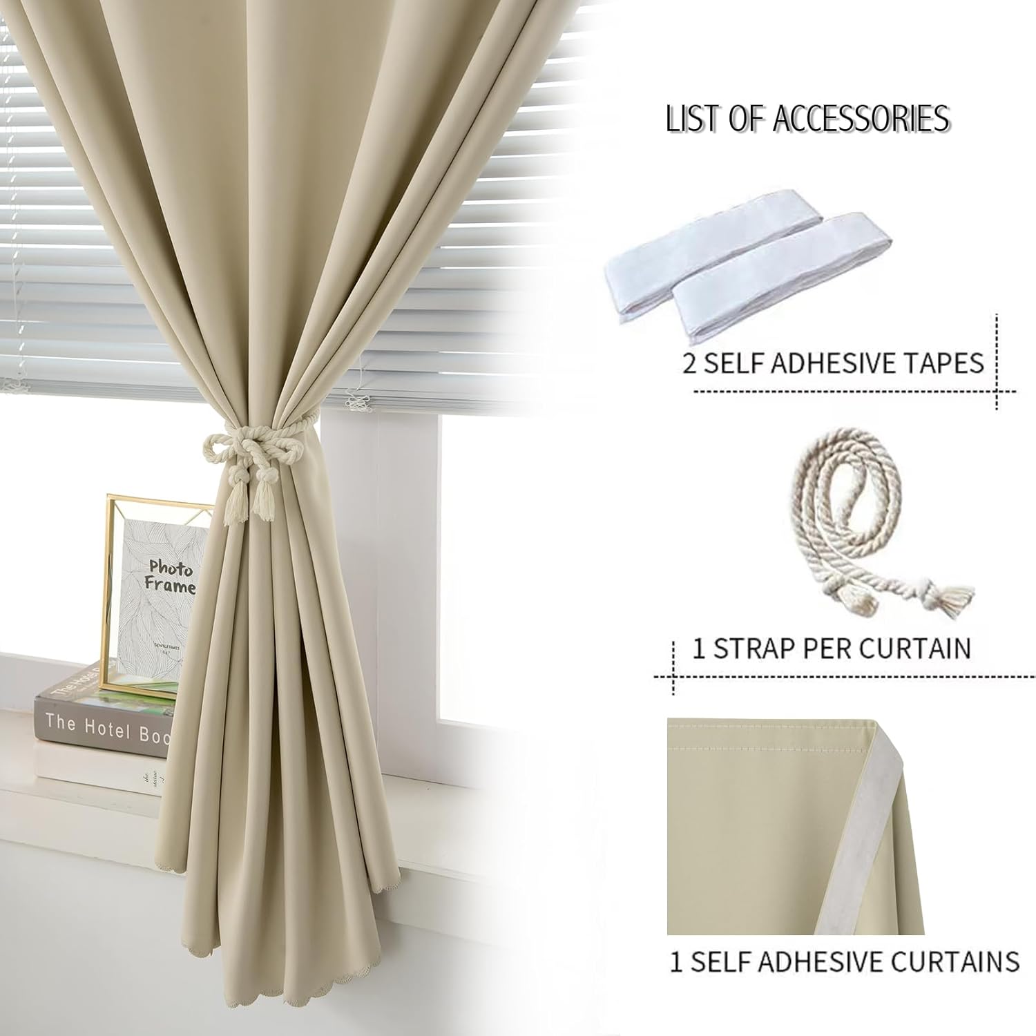 Self Adhesive Portable Blackout Curtains for Bedroom Easy to Install Window Thermal Lnsulated Kitchen Room Darkening Small Window…