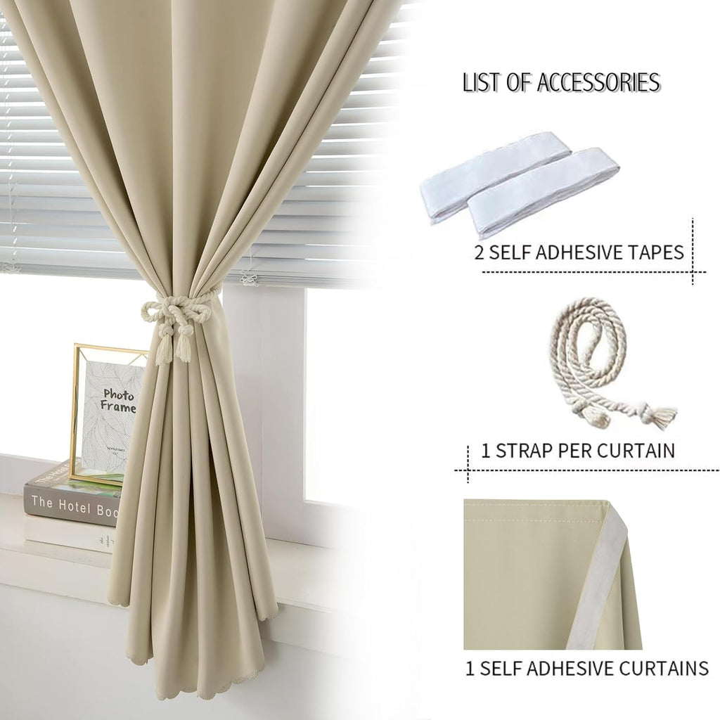 Self Adhesive Portable Blackout Curtains for Bedroom Easy to Install Window Thermal Lnsulated Kitchen Room Darkening Small Window…