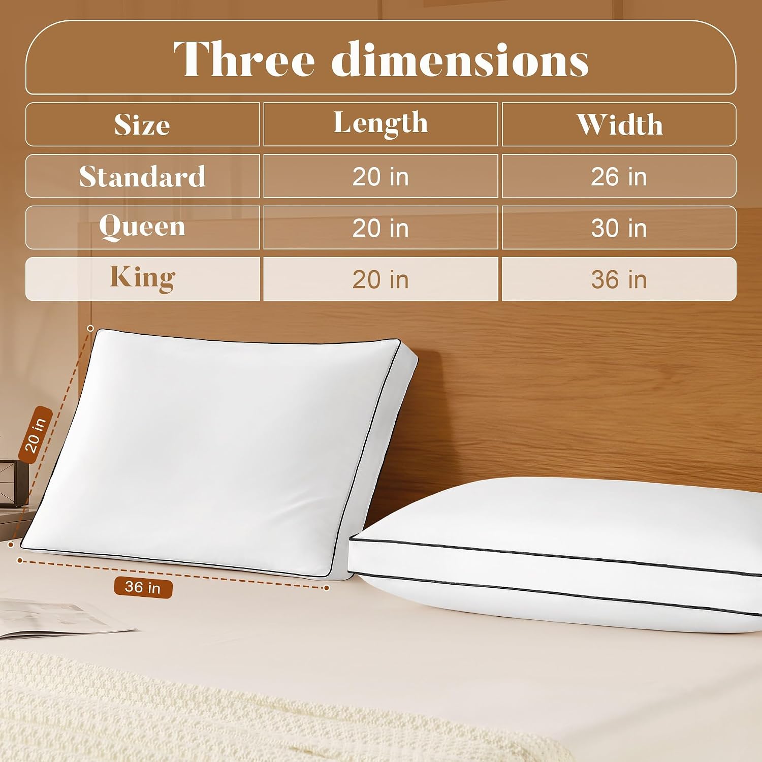 DOWNSTORIA Goose Feather Down King Bed Pillows 2 Pack, Luxury Hotel Collection Pillows Set of 2 with Gusset, Down Surrounded Pillow for…