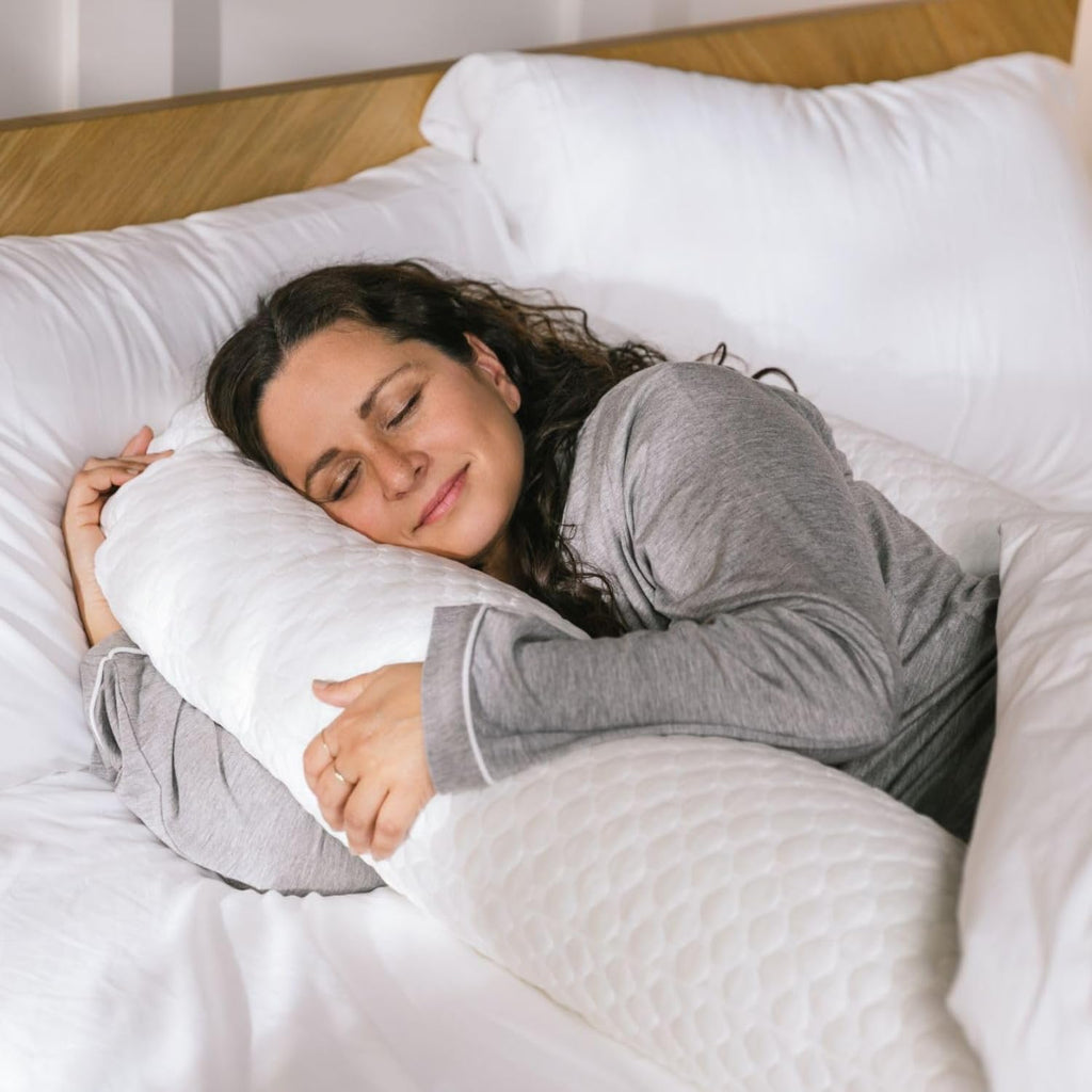 MedCline Cooling Body Pillow for Side Sleepers, Full-Body Support Pillow with Adjustable Memory Foam Stuffing, Ergonomic Design for…
