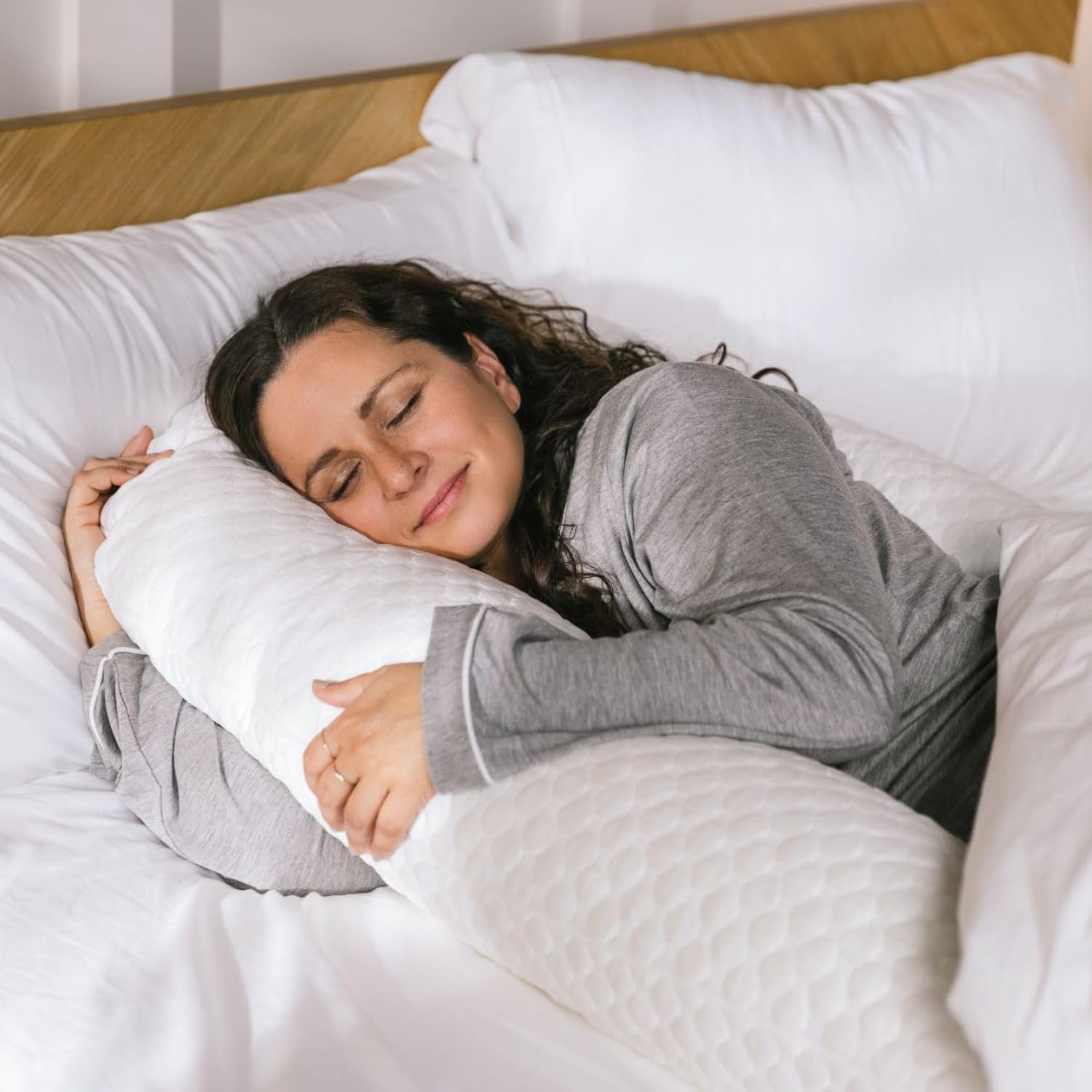 MedCline Cooling Body Pillow for Side Sleepers, Full-Body Support Pillow with Adjustable Memory Foam Stuffing, Ergonomic Design for…
