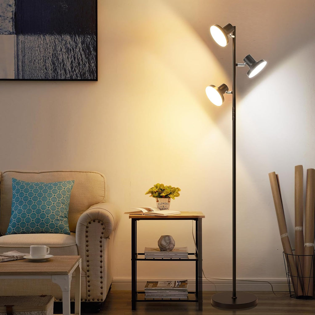 SIBRILLE 36W LED Tree Floor Lamp, Modern Dimmable Standing Lamp with Remote & Touch Control, 4 Color Temperatures, 3 Rotatable LED Light…