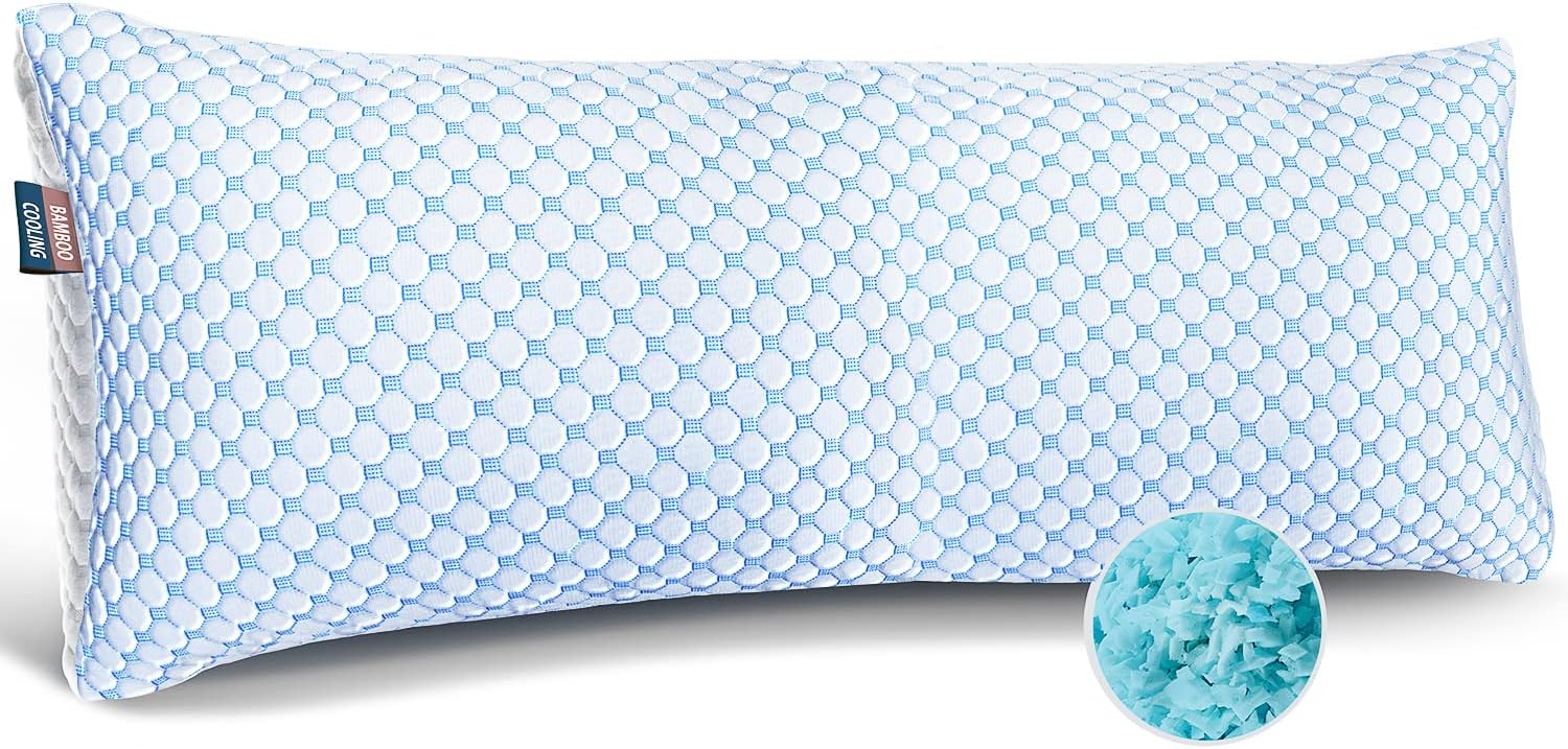 Nestl Cooling Body Pillow for Sleeping 1 Pack, Luxury Shredded Memory Foam Body Pillows, Adjustable Cold Gel Pillows for Hot Sleepers…