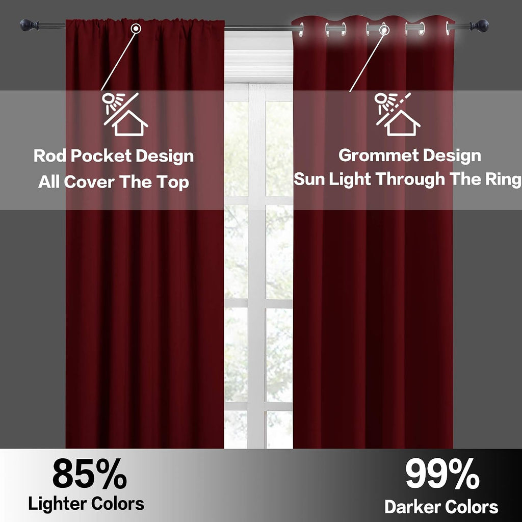 Rybhome RYB HOME Small Window Curtains - Room Darkening Windows Coverings Light Block Energy Efficiency Solid Drapes for Bedroom Kitchen Di…