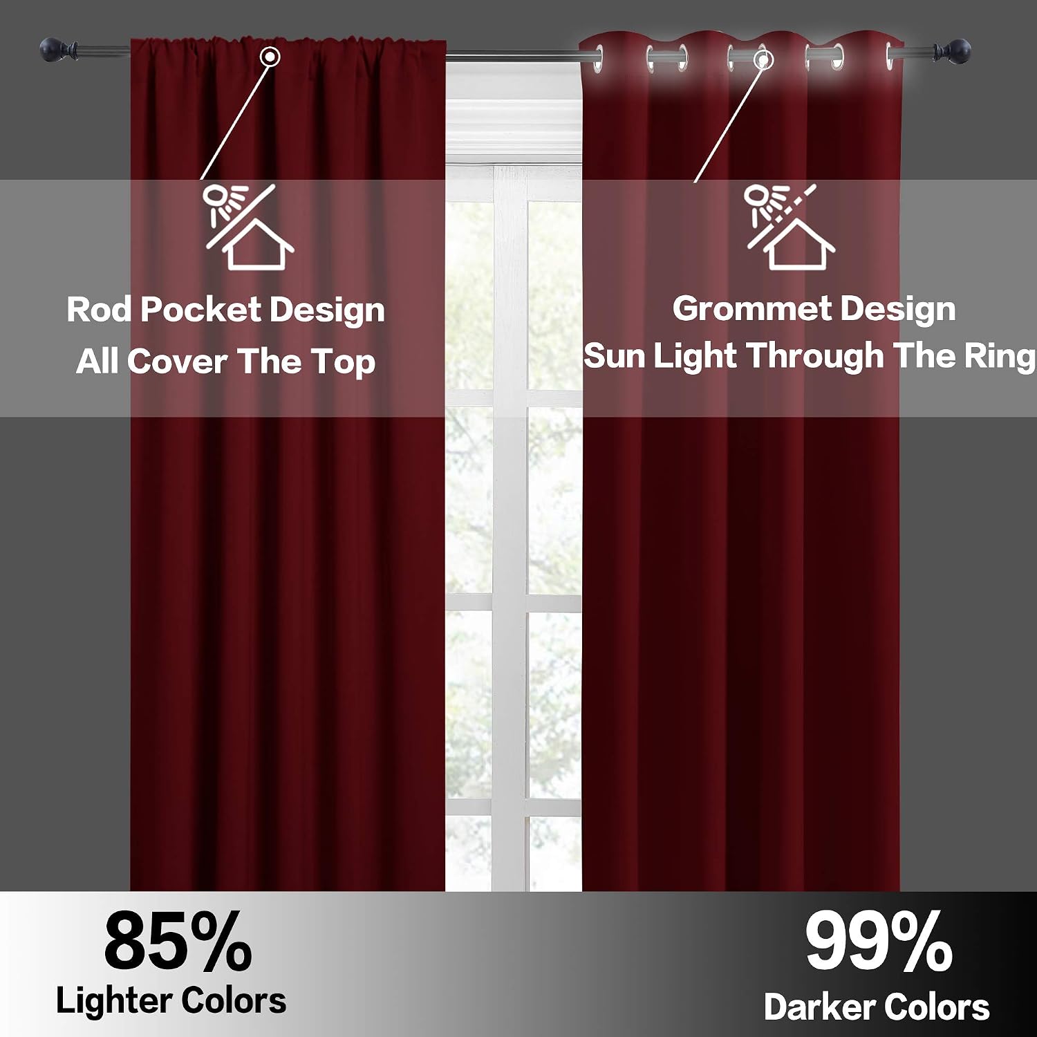 Rybhome RYB HOME Small Window Curtains - Room Darkening Windows Coverings Light Block Energy Efficiency Solid Drapes for Bedroom Kitchen Di…