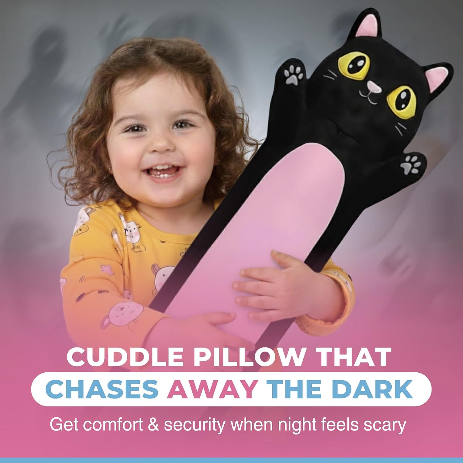 CuddlePaws Cuddle Paws Black Cat Plush Body Pillow for Kids | Long Stuffed Animal Cuddle Pillow | Soft Hugging Toy | Plushie Gift for Girls…