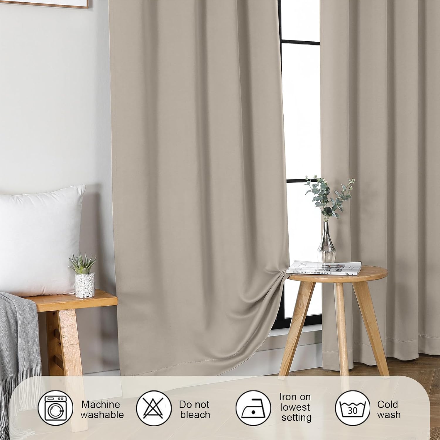 Gwine Stone Blackout Curtains for Living Room 72 inches Long, Noise Reducing Room Darkening Window Treatment Curtains for Bedroom…