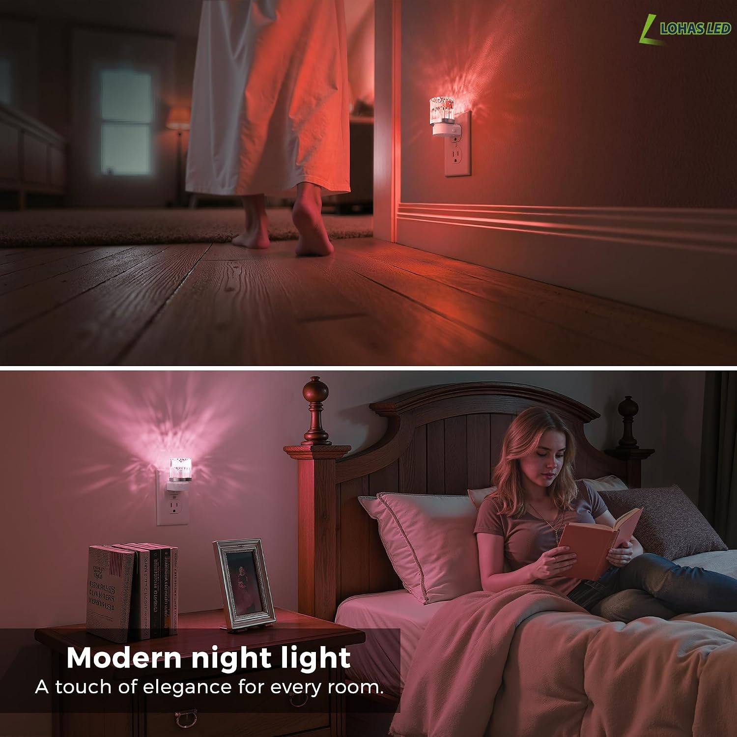 L LOHAS LED Night Light, Night Lights Plug into Wall with 10 Color Change RBG Nightlight Plug in Wall, Built in Dusk to Dawn Sensor for…