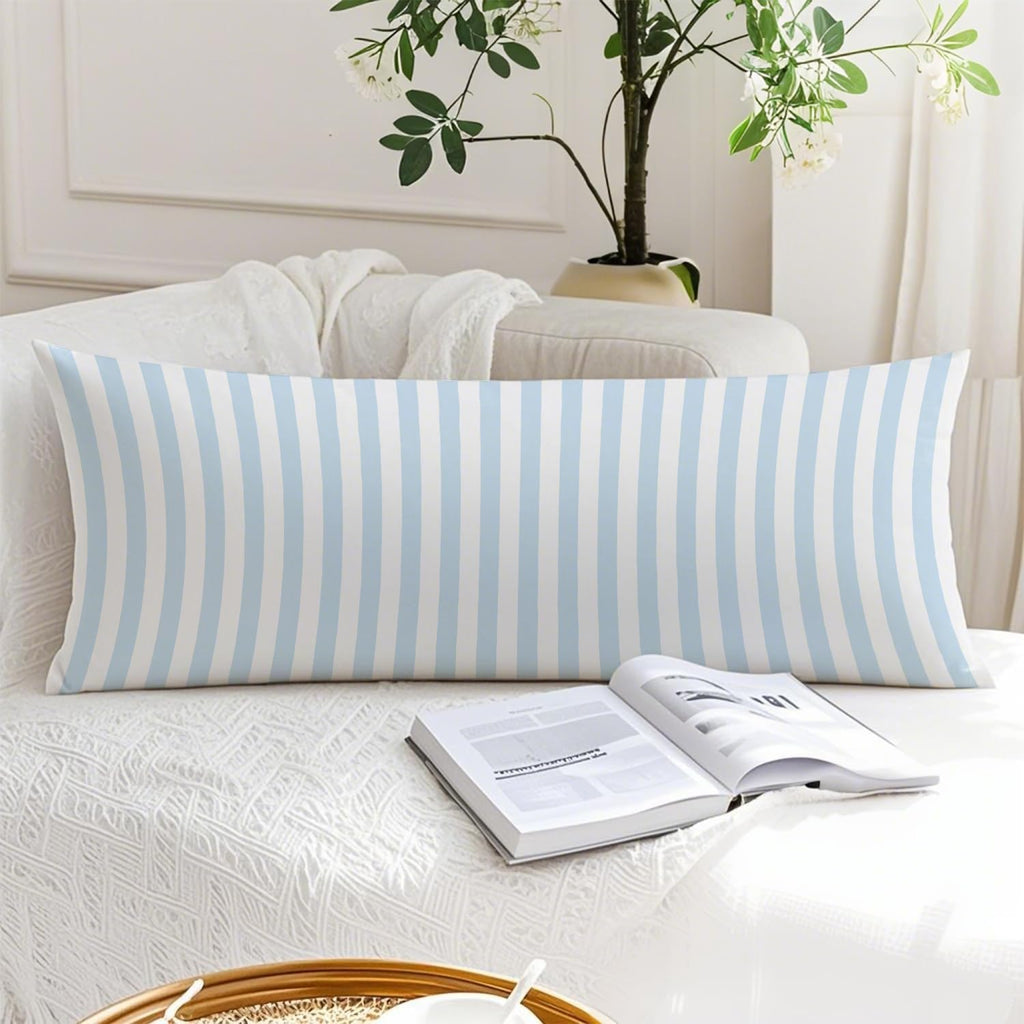 Light Blue Striped 20x54 Body Pillow Cover, Preppy Room Dorm Decor, Blue and White Line Coastal Decorative Long Body Pillow Cases for Bed…