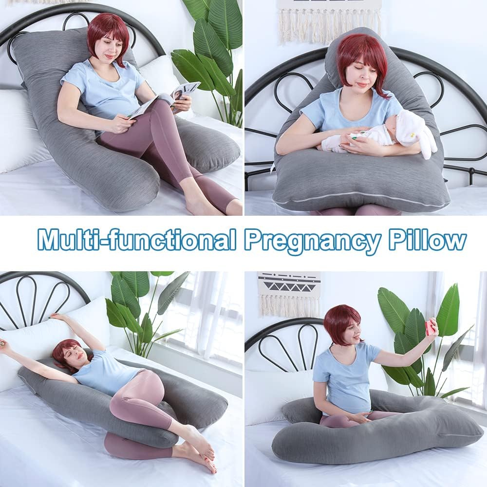 Moonpine MOON PINE Pregnancy Pillow, U Shaped Full Body Pillow for Maternity Support, Sleeping Pillow with Cover for Pregnant Women (Coolin…