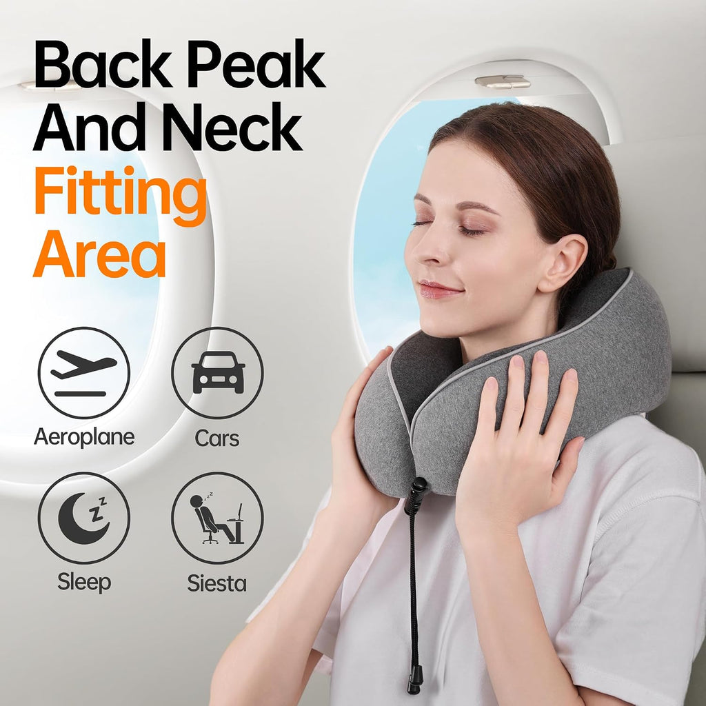 MANXUEKAI Travel Neck Pillow 100% Pure Memory Foam Travel Pillow for Sleeping on Airplane, Car, Train, Bus, Office and Home Use, Washable…