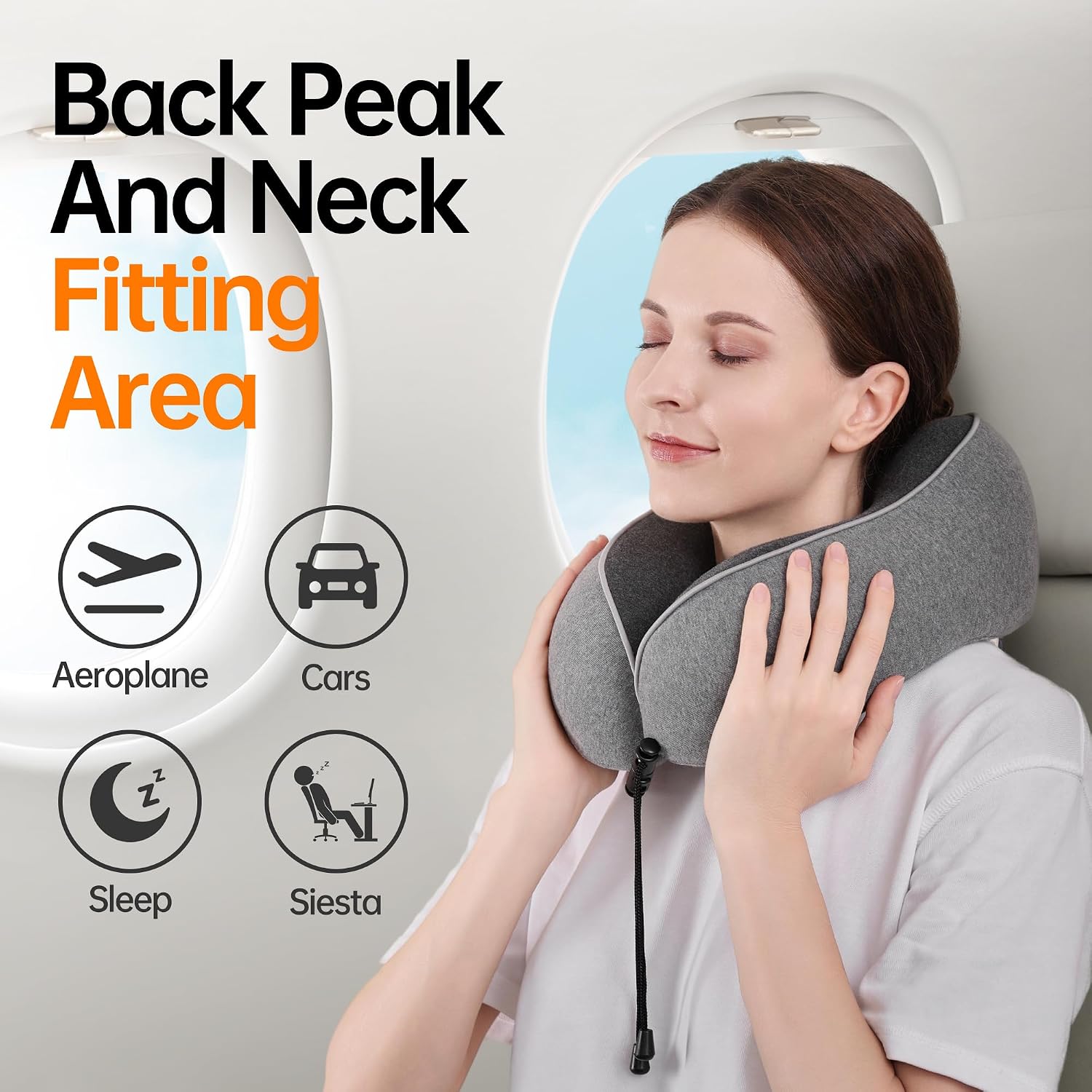 MANXUEKAI Travel Neck Pillow 100% Pure Memory Foam Travel Pillow for Sleeping on Airplane, Car, Train, Bus, Office and Home Use, Washable…