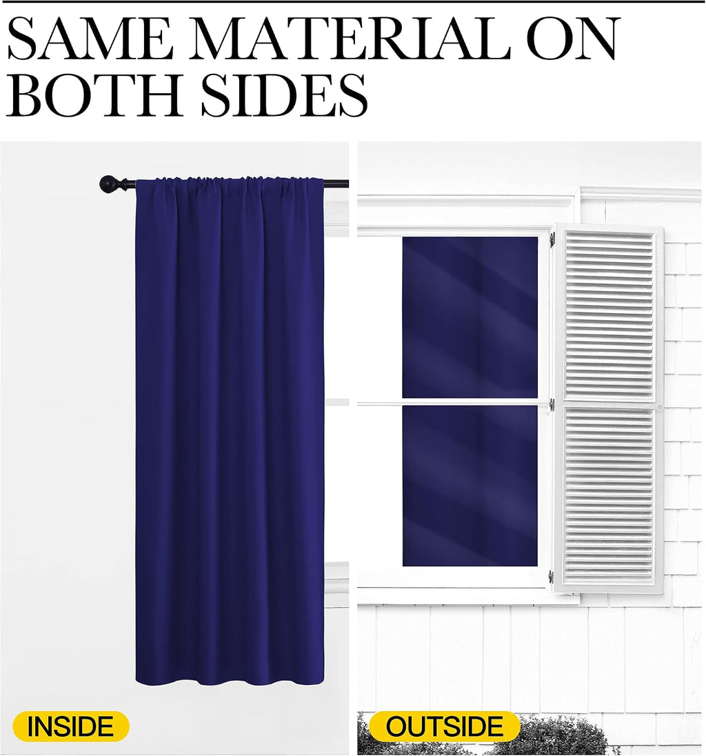 NICETOWN Bedroom Curtains Blackout Draperies - Thermal Insulated Solid Top Pocket Blackout Drapes for Kid's Room (Navy Blue, 1 Pair, 52 x…