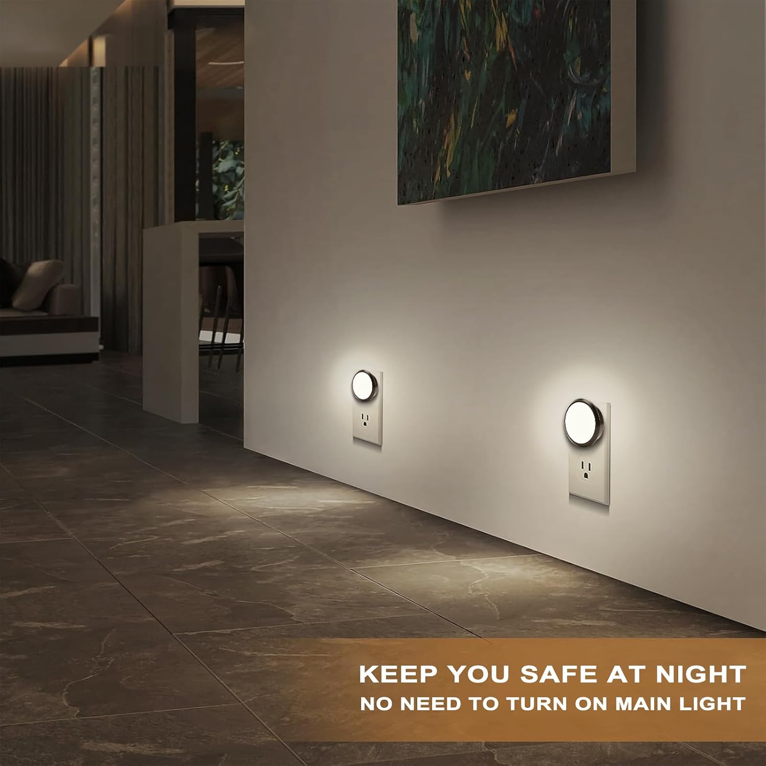 HaloNite Night Lights Plug Into Wall [2 Pack], LED Night Light with Dusk-to-Dawn Sensor, 5000K Daylight White Brightness Nightlight, Compac…