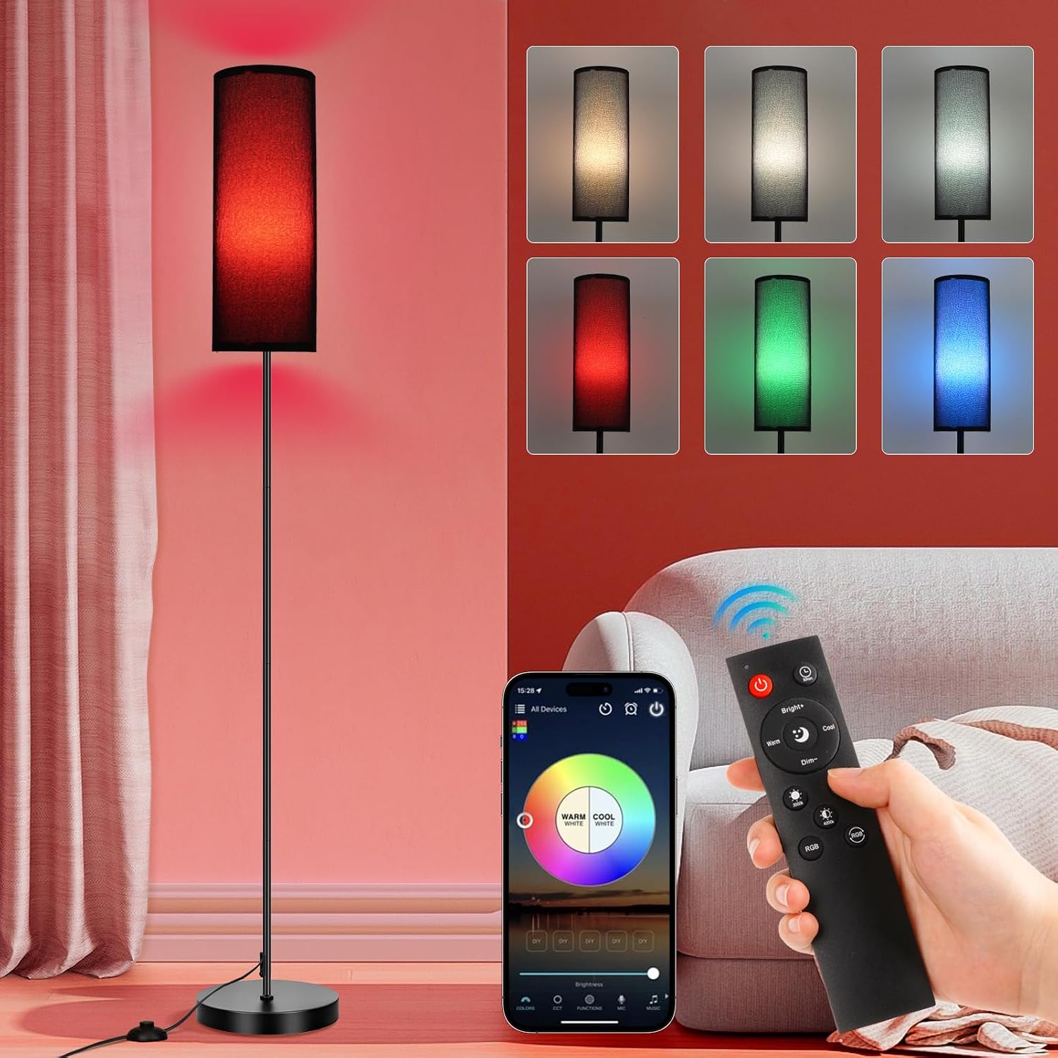 FRIDEKO HOME Floor Lamp, Color Changing Ambient Lighting for Living Room Bedroom, Standing Lamp with App & Remote Control, Tall Corner…