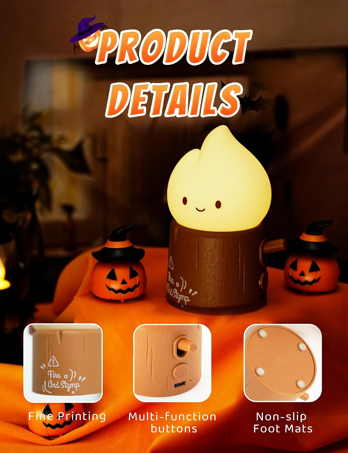 WANIDEA Flameless Candles Lamp, Cute Night Light, Torch Stump Light, LED Tea Lights Candles Rechargeable Night Light, Suitable for Kids…