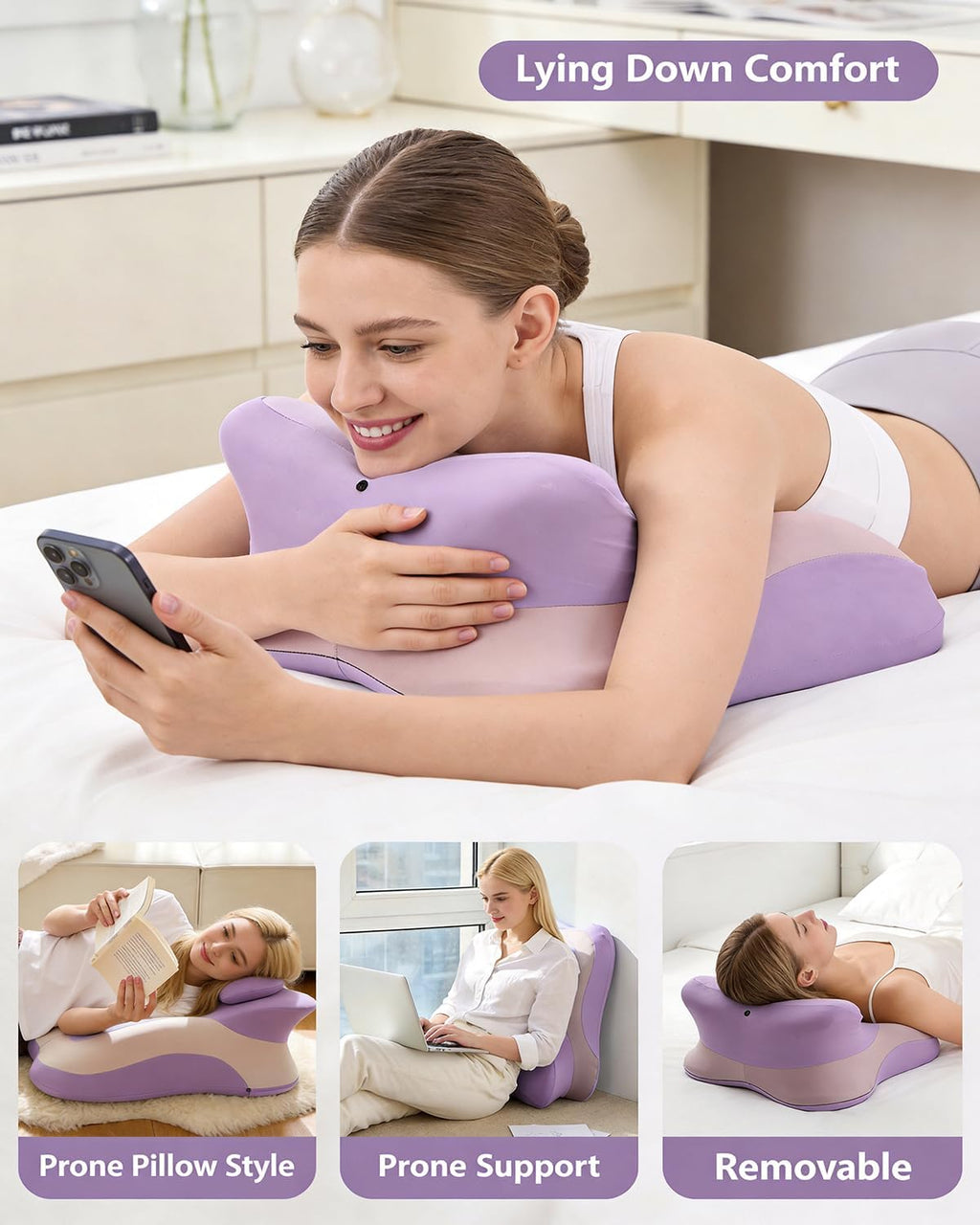 pzvdsog Memory Foam Ergonomic Wedge Pillow, Prone Pillow for Sleeping, Squat pillow, Reading Pillow for Bed, Ideal for Massage, with…