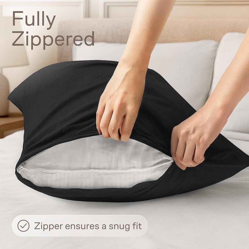 Ultra Soft Pillow Protectors with Zipper King Size - Set of 4 Breathable Pillow Covers - 100% Protection Against Stains, Dust & Dirt…