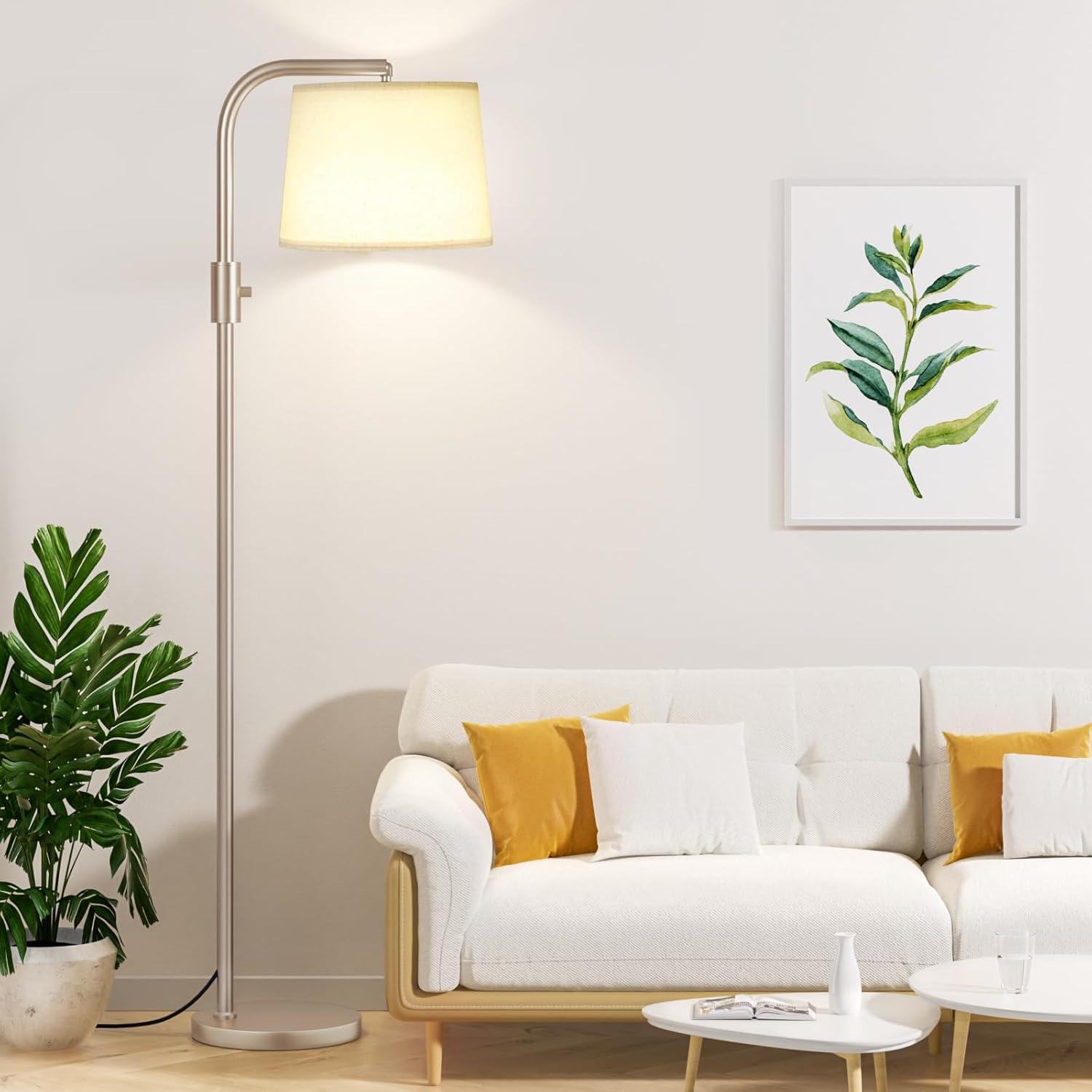 Ambimall Fully Dimmable Floor Lamp with 9W LED Bulb, Standing Lamp for Living Room with Adjustable Head, Modern Tall Light with Rotary…