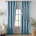 Swandream 100% Blackout Curtains for Bedroom, Double Layer Blue Curtains, Black Out Curtain 84 inch Long with Sheer Overlay for Living Room…