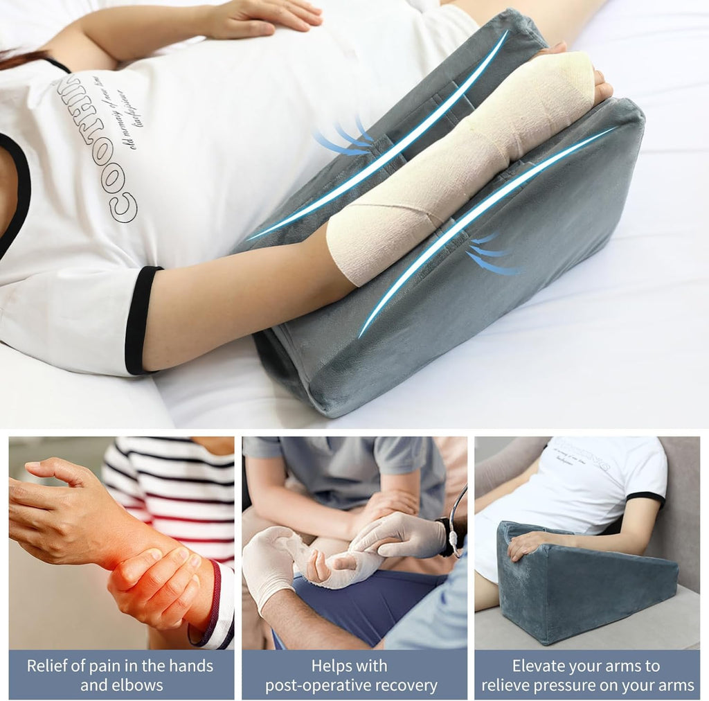 Tbxonmow Arm Elevation Pillow Arm Wedge Pillows for Adults Arm Support Pillow with Pocket for Post Surgery Elbow Rest Pillow with Removable…
