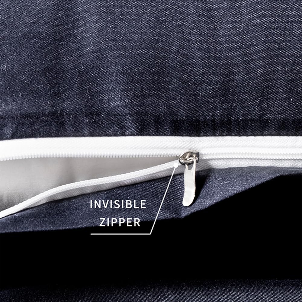 NookZuzu 2 Pack Microfiber Zipper Pillowcases, Soft Comfortable Not Shrink Navy Blue Pillow Case, Standard Pillow Cases Set of 2 (20x26 Inc…