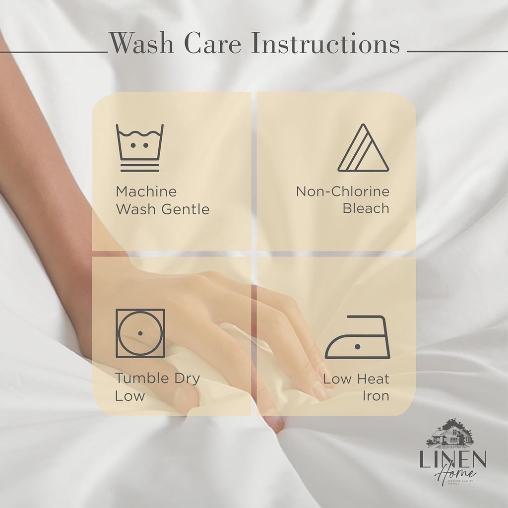 Linen Home 100% Cotton Percale Sheets Twin Size, Ivory, Deep Pocket, 3 Pieces Set - 1 Flat, 1 Deep Pocket Fitted Sheet and 1 Pillowcase…