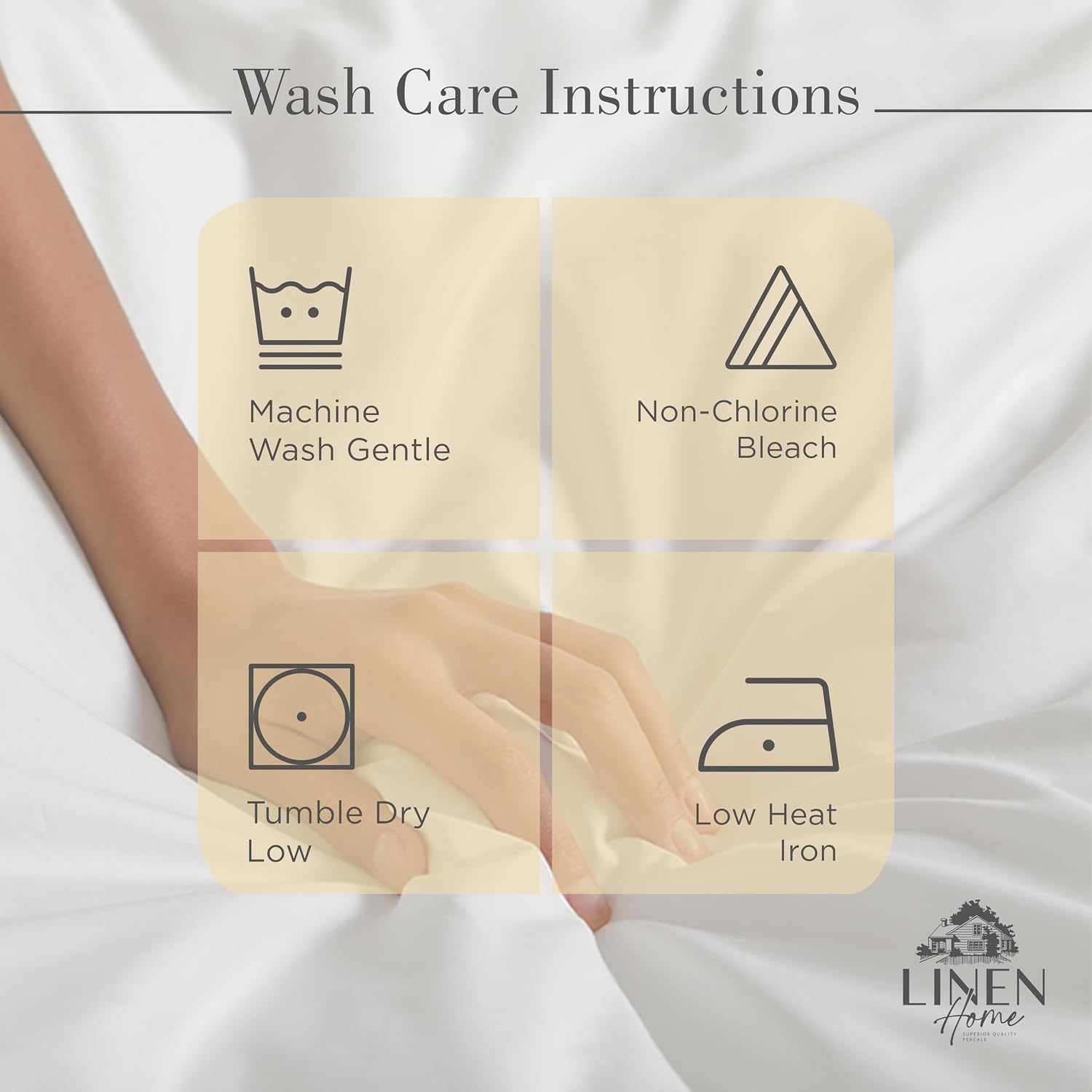 Linen Home 100% Cotton Percale Sheets Full Size, Ivory, Deep Pocket, 4 Pieces Set - 1 Flat, 1 Deep Pocket Fitted Sheet and 2 Pillowcases…