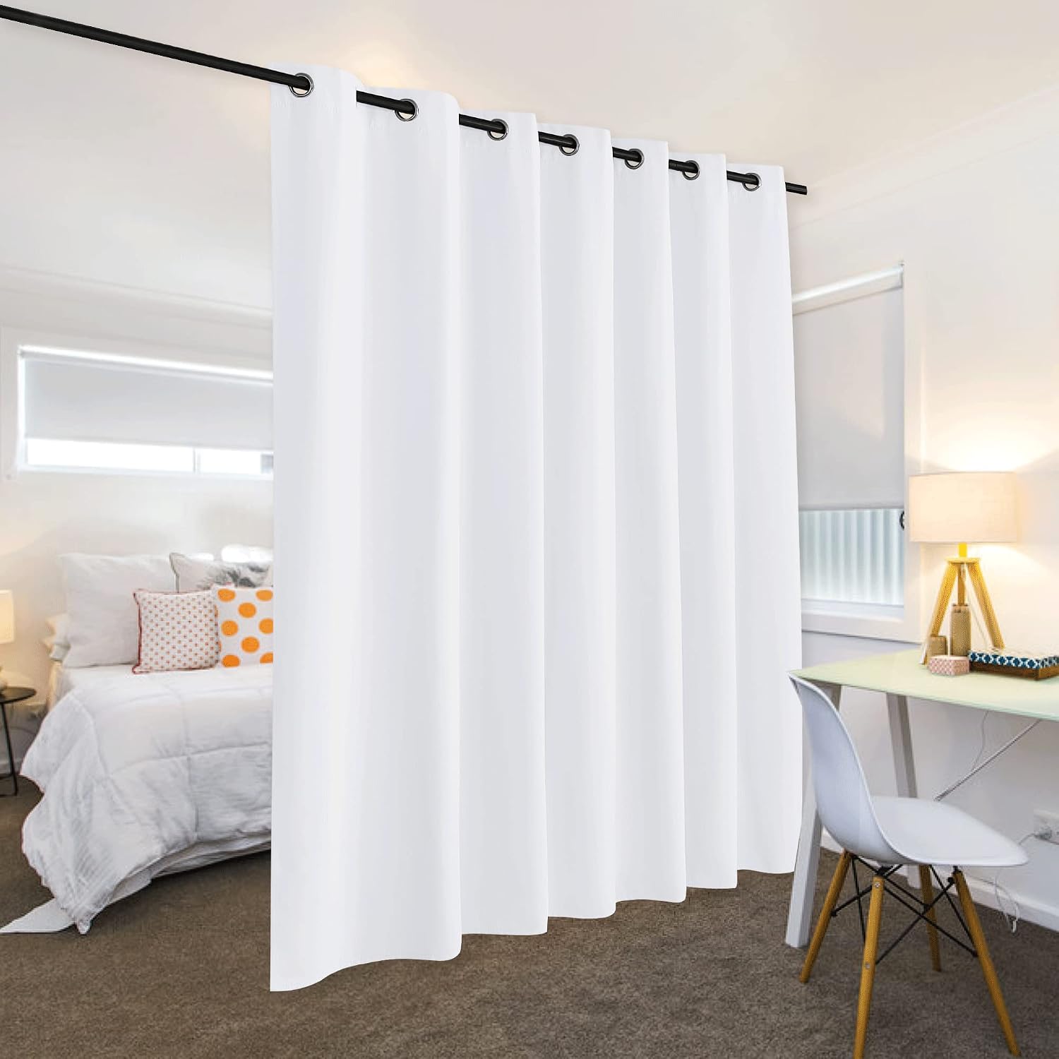 RYB HOME Extra Wide Curtain - Room Divider Curtain Blind for Patio Sliding Glass Door Hallway Office Apartment, 50% Light Block Thermal…