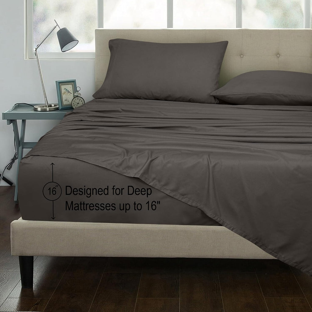 Royalelinens ROYALE LINENS 300 Thread Count 100% Long Staple Combed Cotton Sheet Set - 4 Piece Queen Bed Sheets - 1 Fitted, 1 Flat & 2 Pill…