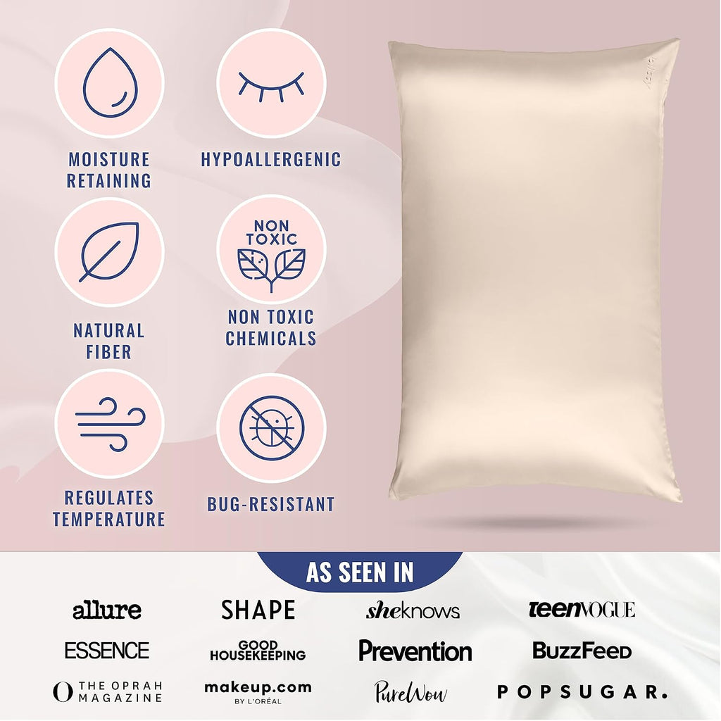 Blissy Silk Pillowcase - 100% Pure Mulberry Silk - 22 Momme 6A High-Grade Fibers - Silk Pillow Cover for Hair & Skin - Regular, Queen &…