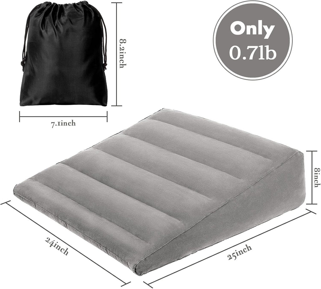 USHMA Inflatable Wedge Pillow for Sleeping, Portable Travel Wedge Pillow for Sitting in Bed, Inflatable Wedge Pillows for Travel, Blow Up…