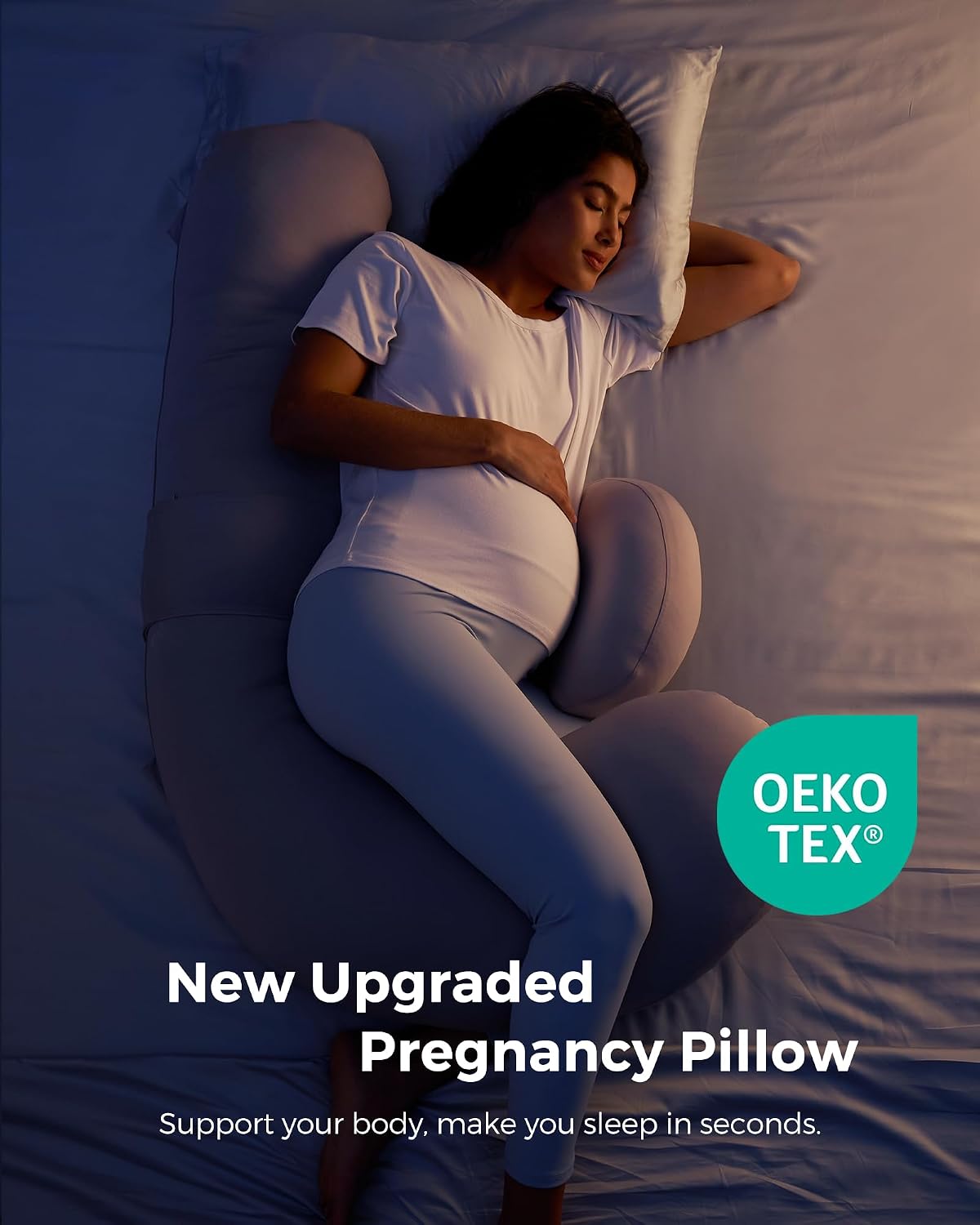 Momcozy Cooling Pregnancy Pillow, Original F Shaped Maternity Pillow for Pregnant Women with Adjustable Wedge Pillow, Full Body Support Preg…