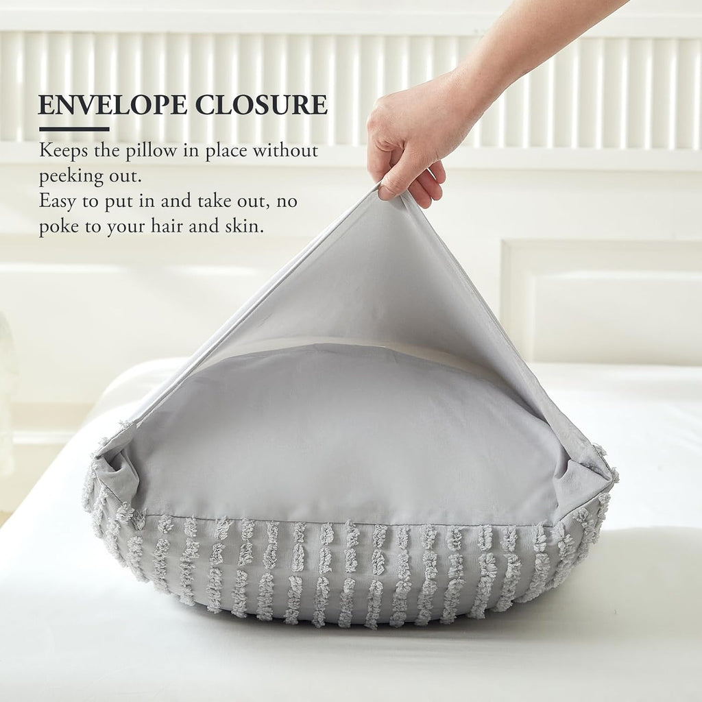Warmdern Grey Pillow Covers Body Pillow Cover Soft Microfiber Pillow Cases Set of 1 Boho Textured Pillowcase with Envelope Closure(Grey, Bo…