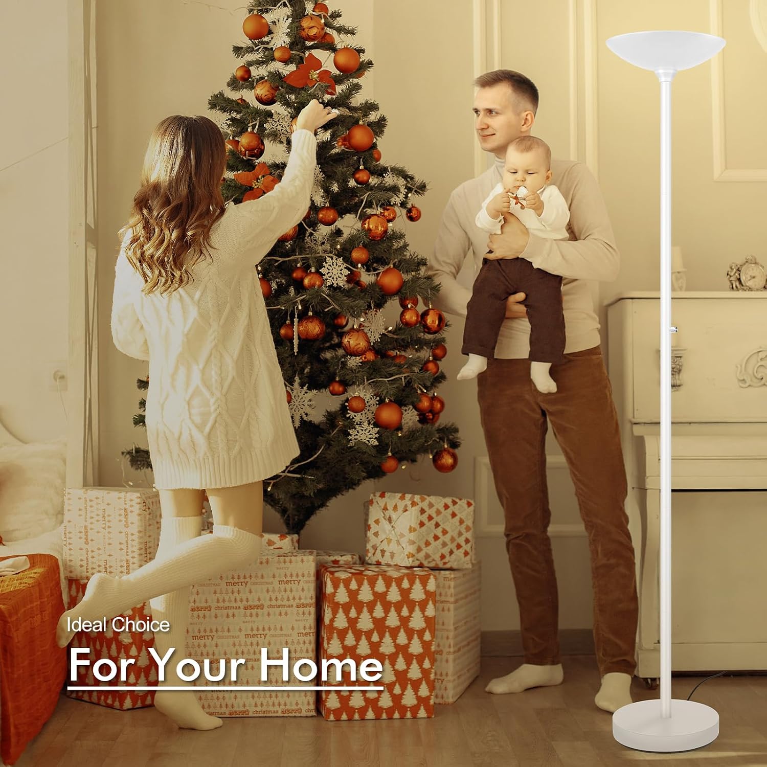 Home 30W Torchiere Floor Lamp - 3600LM Super Bright LED Floor Lamp, 71 Inch Stepless Dimmable Standing Lamp with 3000K Lighting, Rotary Swi…
