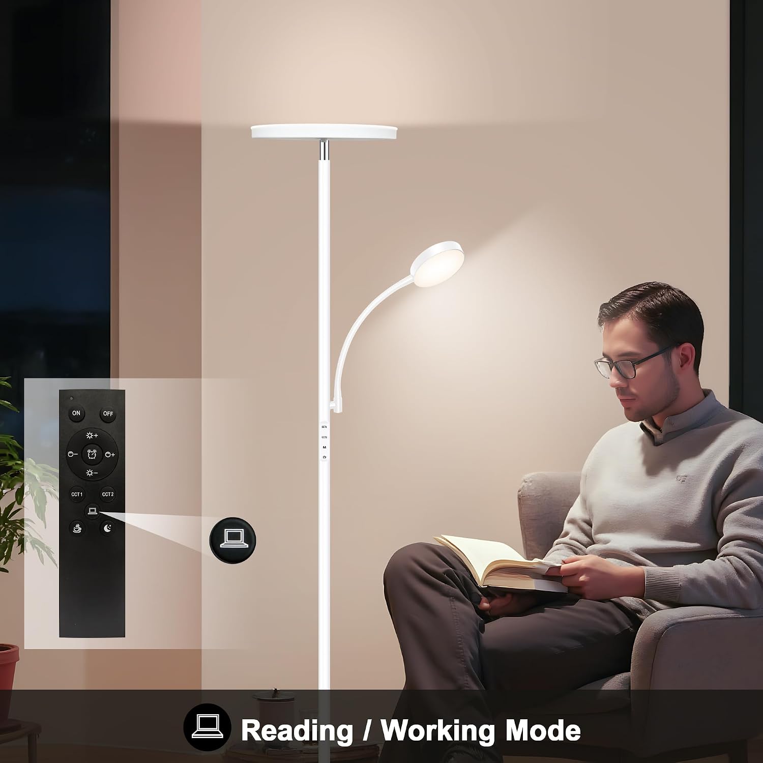 Aulaiyi Floor Lamp-42W/4200LM Super Bright Floor Lamp, Dimmable 2-in-1 LED Floor Lamp for Bedroom, Torchiere Floor Lamps with Remote & Touch…
