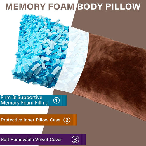1 MIDDLE ONE Body Pillow, Memory Foam Body Pillows for Adults Sleeping, Long Pillow for Bed, Big Large Firm Full Body Pillow for Side…