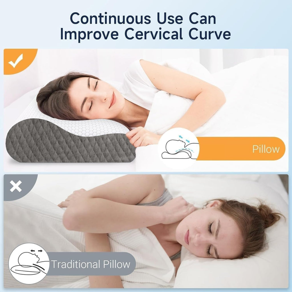 CloudBliss Memory Foam Pillow, Ergonomic Neck Contour Cervical Pillow for Back and Shoulder Pain, Orthopedic Pillow for Neck, for Sleeping…