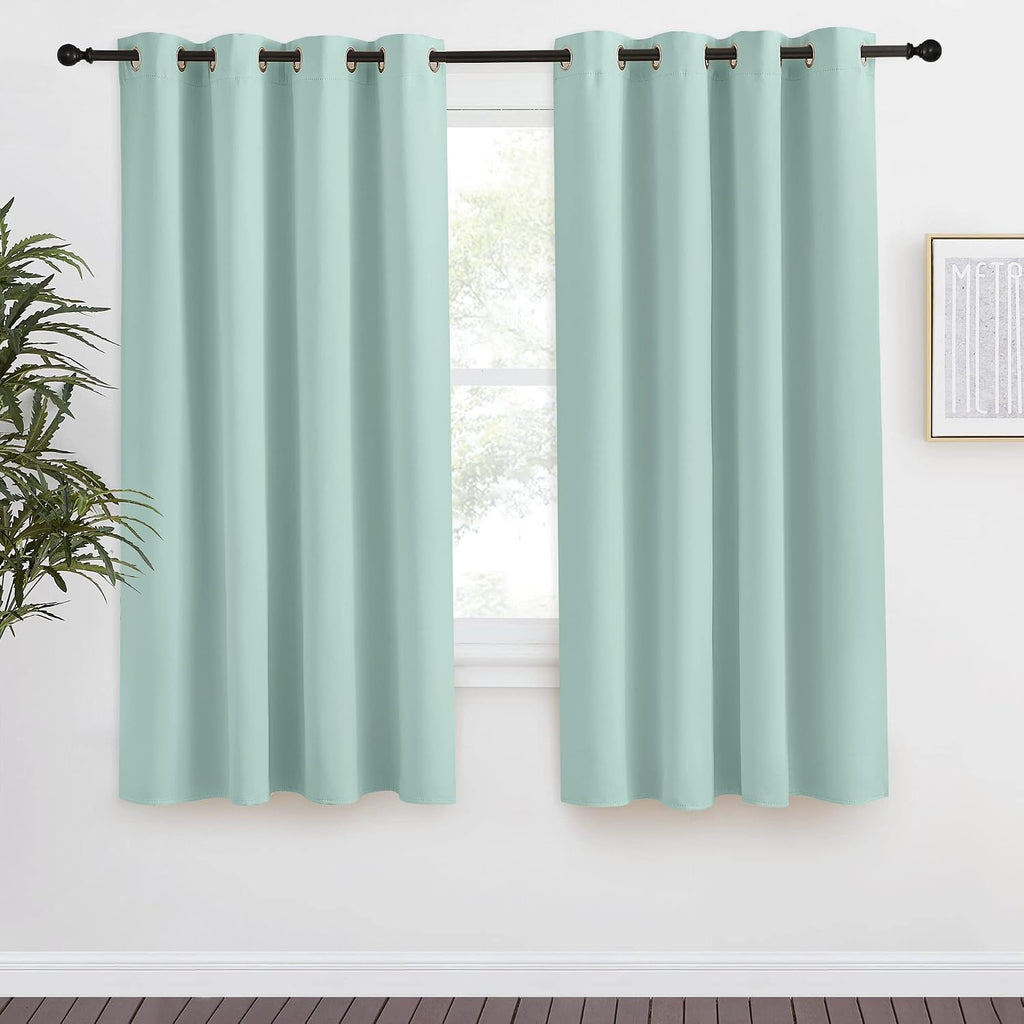 NICETOWN Kitchen Blackout Window Curtain Panel, Aqua Blue, 1 Panel, 55 by 68 inches Long, Home Fashion Thermal Insulated Solid Grommet…