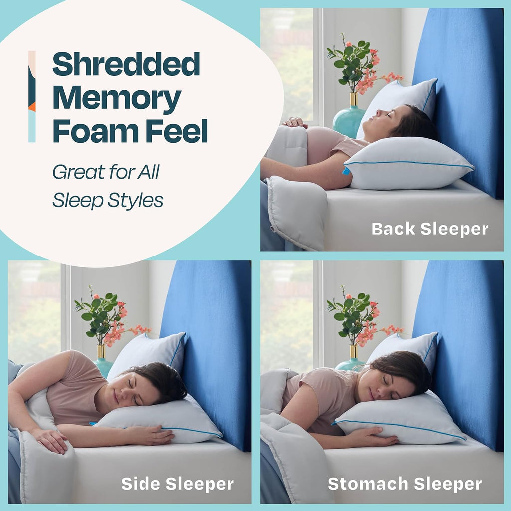 Linenspa Shredded Gel Memory Foam Cooling Pillow | For Side, Stomach, Back Sleepers | King, Pack of 4