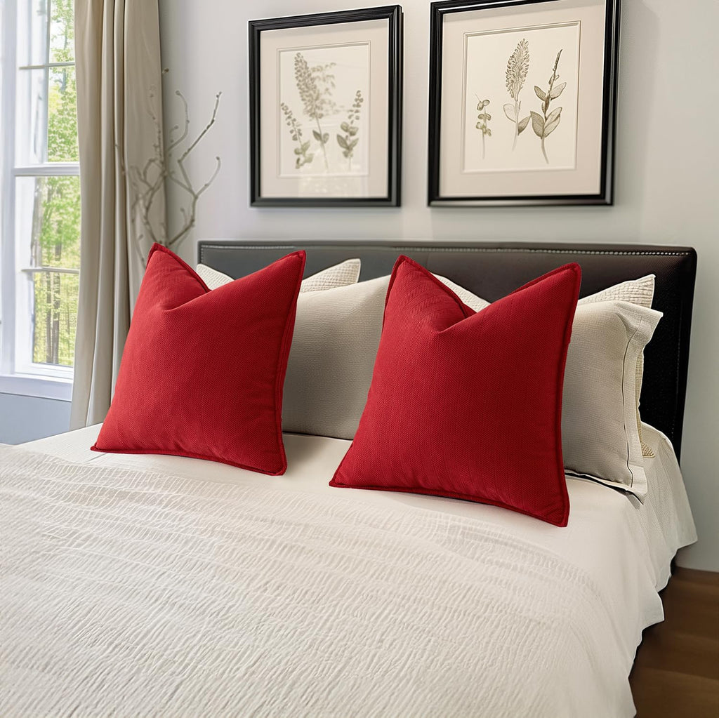 MIULEE Pack of 2 Red Decorative Pillow Covers 18x18 Inch Soft Chenille Luxurious Couch Throw Pillows Farmhouse Cushion Covers with…