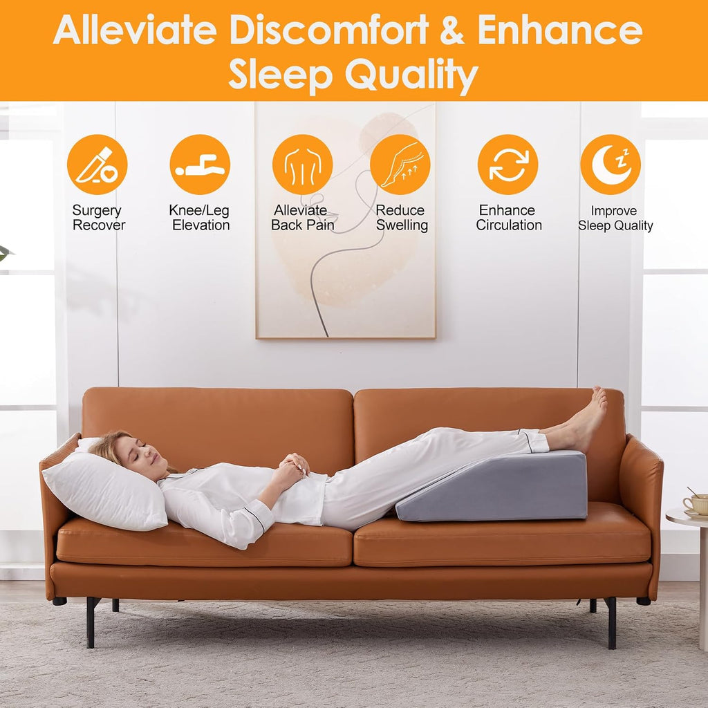 Ruqmuis Leg Elevation Pillow for After Surgery, 10inch Foam Leg Elevating Pillow for Swelling and Blood Circulation, Leg Wedge Pillow for S…