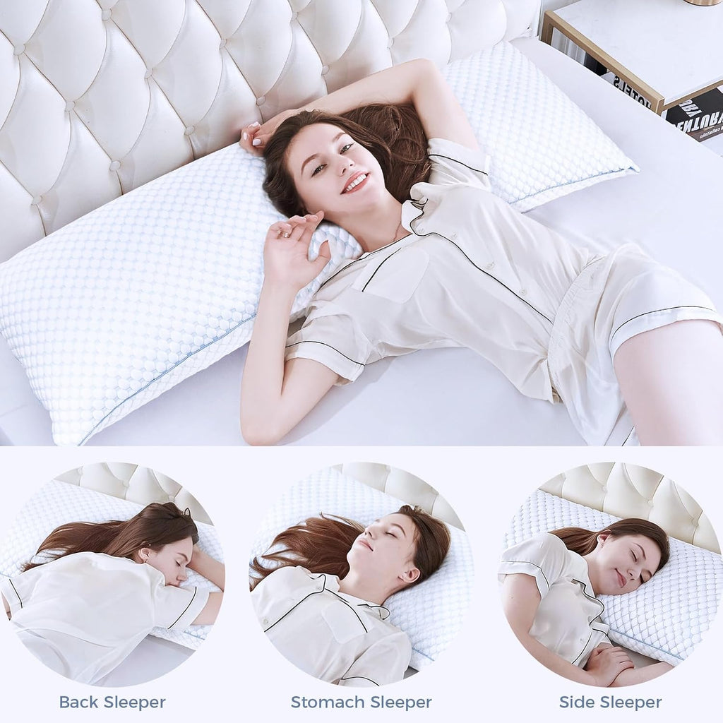 OSBED Cooling Adjustable Shredded Memory Foam Body Pillow - Temperature-Regulating for All Sleepers with Dual Airflow…