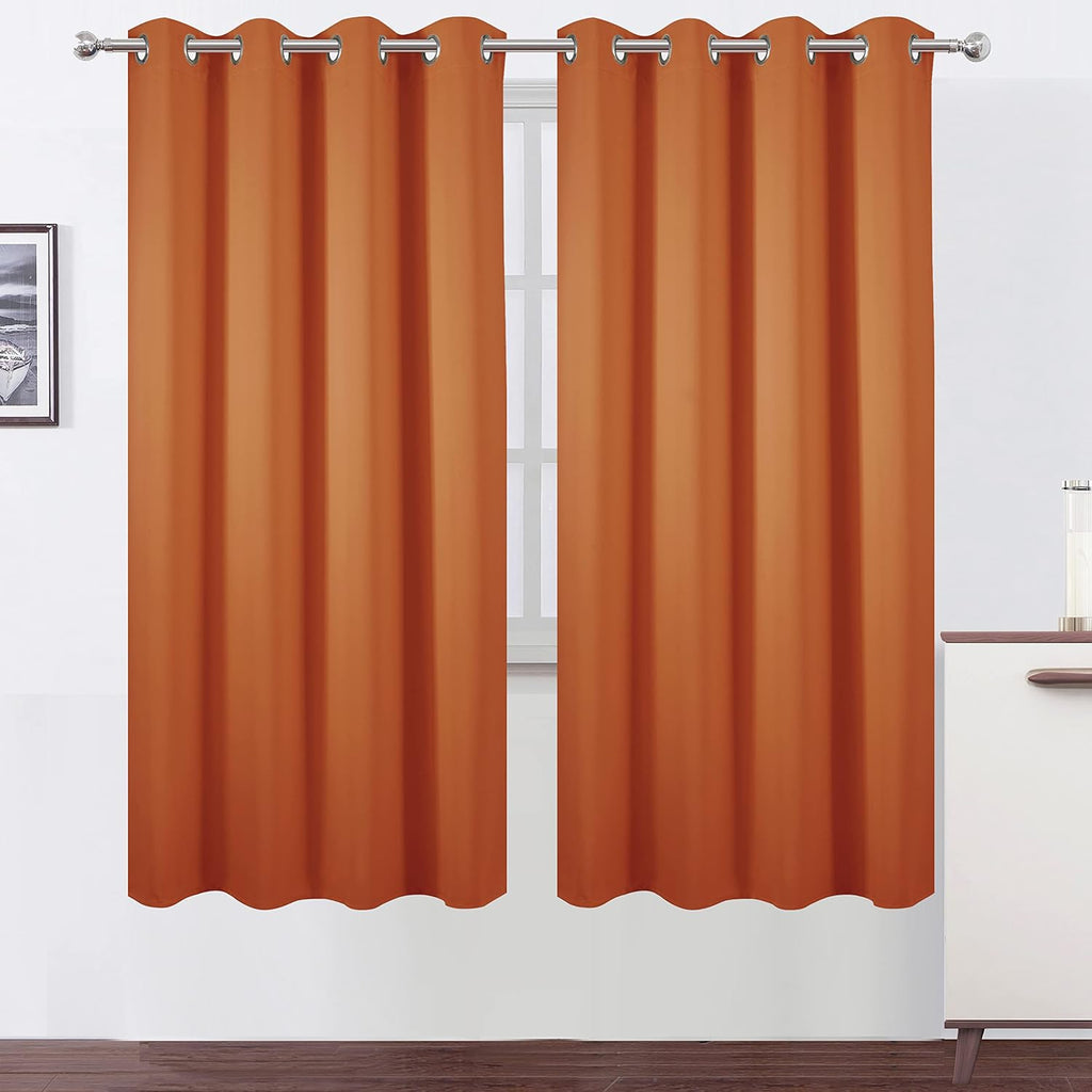 Lemomo Orange Thermal Blackout Curtains/52 x 72 Inch/Set of 2 Panels Room Darkening Curtains for Bedroom 72 Inch silver