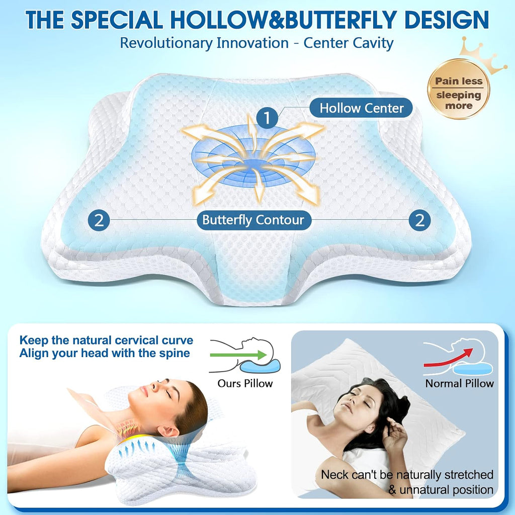 CHxxy Memory Foam Pillows, Cervical Pillow for Neck and Shoulder, Ergonomic Contour Bed Pillow, Soft for Side Sleep Stomach Sleeping and B…