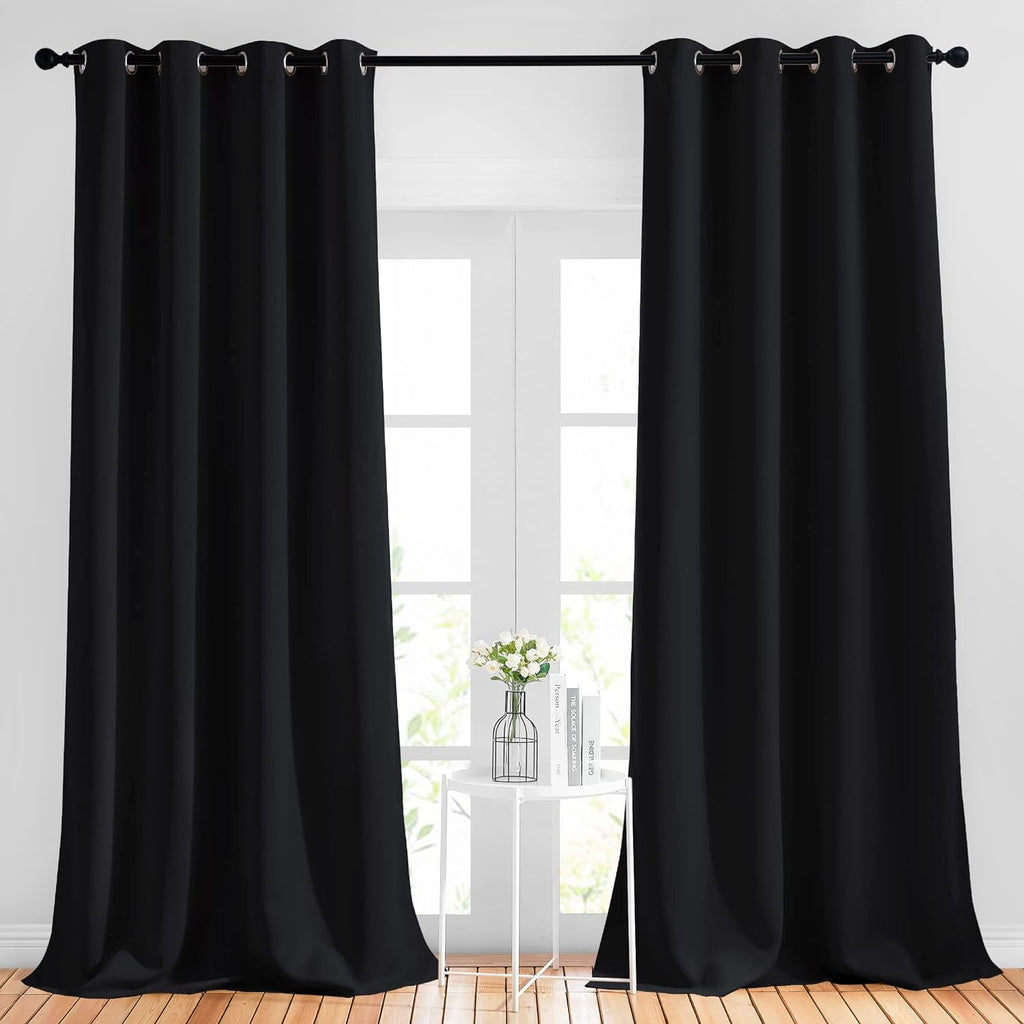 Nicetown Black Out 108 inch Curtains for Bedroom - Thermal Insulated Solid Grommet Blackout Window Treatments Sound Reducing for Living Roo…