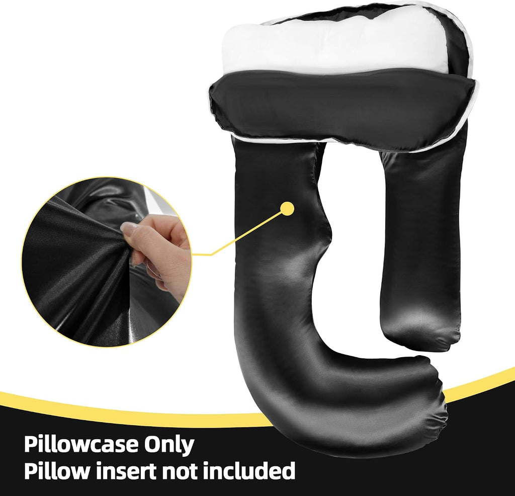 Balapet Silky Satin Pregnancy Pillow Cover (ONLY Pillowcase), U Shaped Smooth Maternity Pillow Cover with Hidden Zip, Luxurious Soft & Brea…