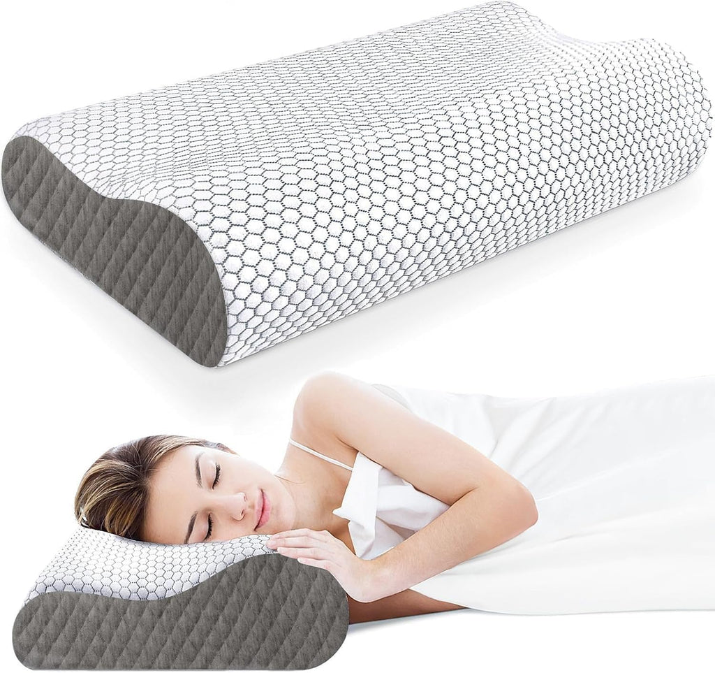 CloudBliss Memory Foam Pillow, Ergonomic Neck Contour Cervical Pillow for Back and Shoulder Pain, Orthopedic Pillow for Neck, for Sleeping…