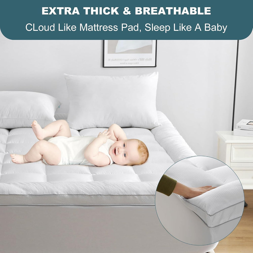 UNILIBRA Cal King Size Mattress Pad Pillow Top Mattress Cover Padded with Down Alternative Filling Cooling Quilted Fitted Mattress…