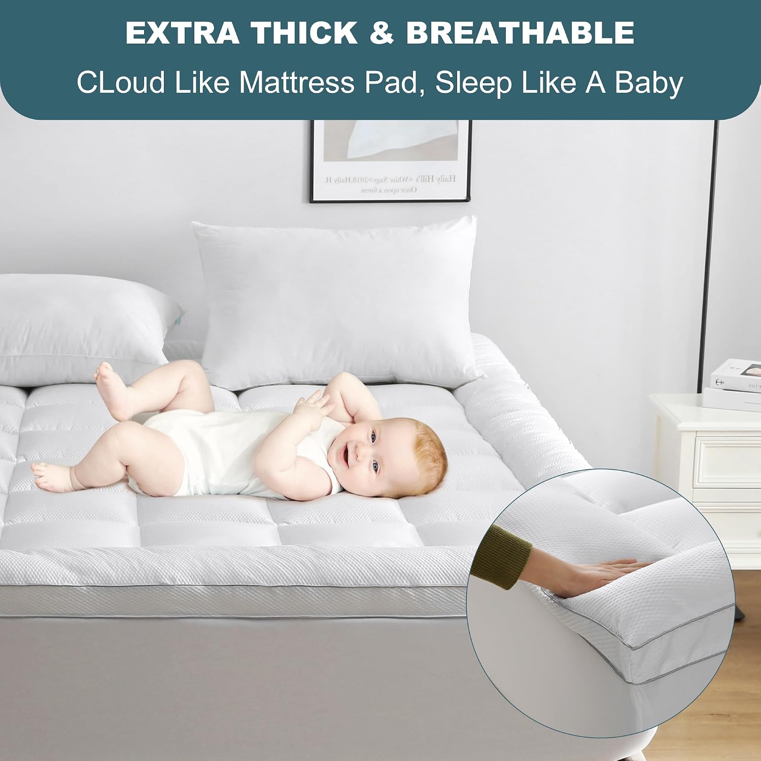 UNILIBRA Cal King Size Mattress Pad Pillow Top Mattress Cover Padded with Down Alternative Filling Cooling Quilted Fitted Mattress…